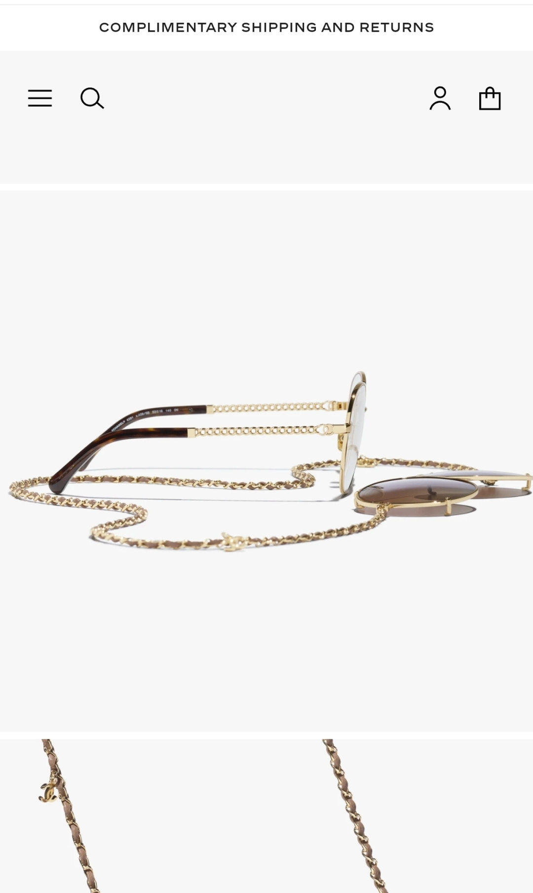 Chanel Round Optical Glasses with Clip-on Sunglasses & Chain