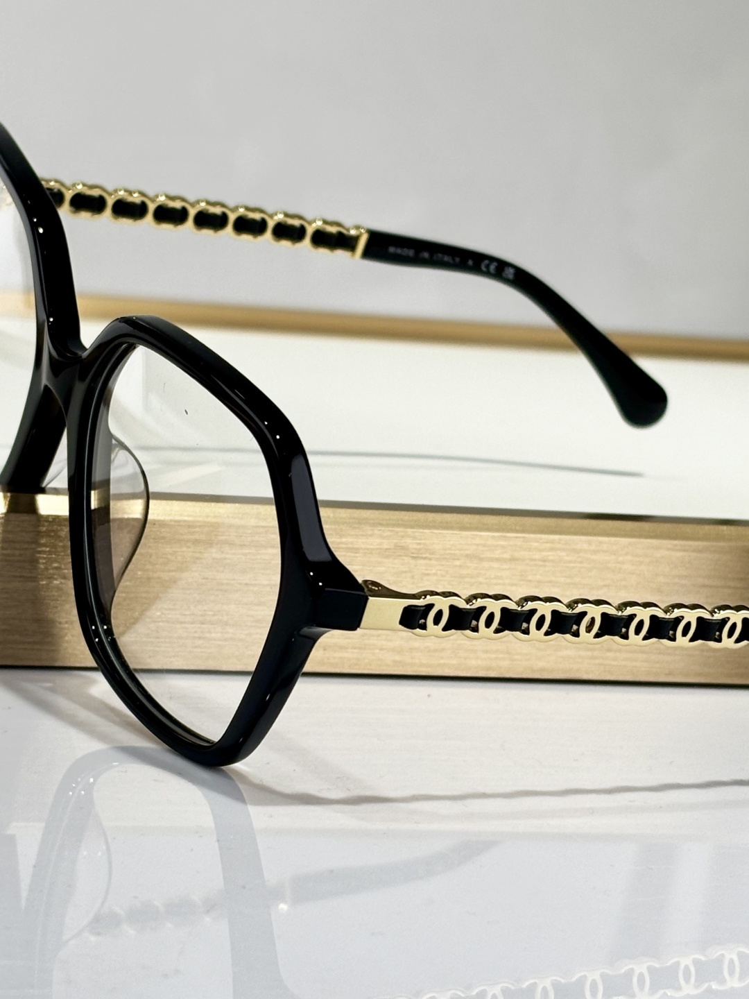 Chanel OCH3489Q Square Eyeglasses with Iconic Gold Chain Temples