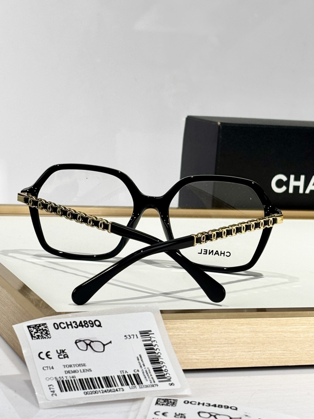 Chanel OCH3489Q Square Eyeglasses with Iconic Gold Chain Temples