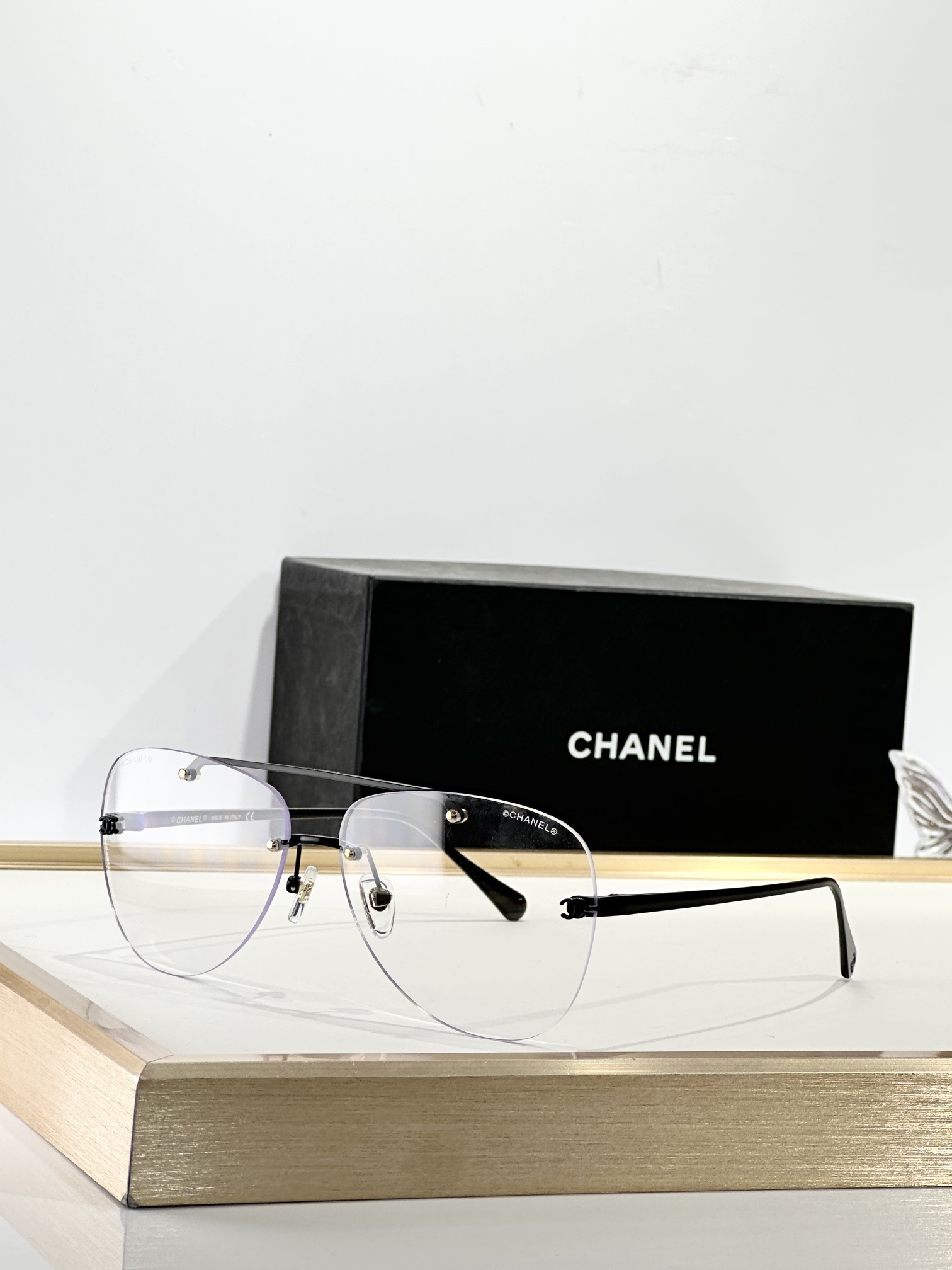 clear Chanel Rimless Aviator Glasses – Chanel Rimless Aviator Glasses