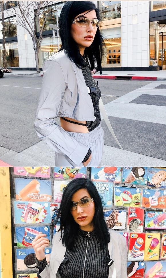 Vintage Y2K Rimless Shield Sunglasses with Crystal Accents