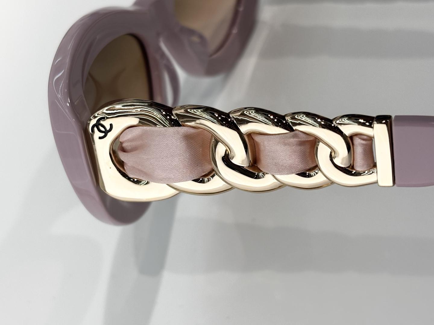 Chanel Luxury Oval Sunglasses with Gold Chain Link Arms