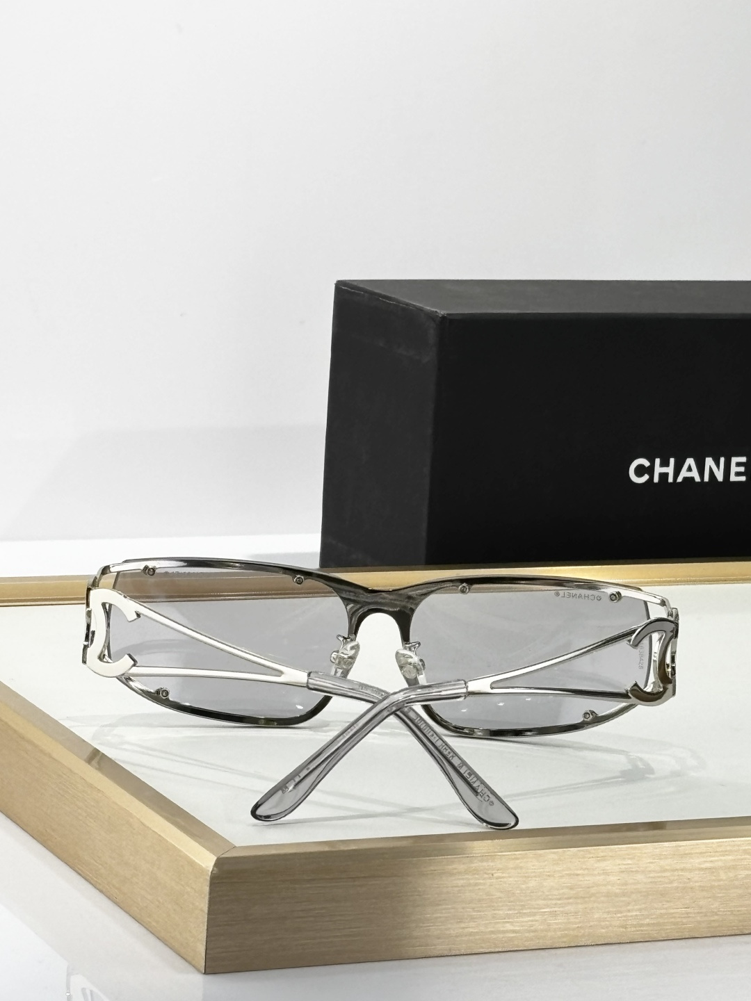 Luxury Chanel Silver Rimless Sunglasses – Iconic CC Logo Y2K Design