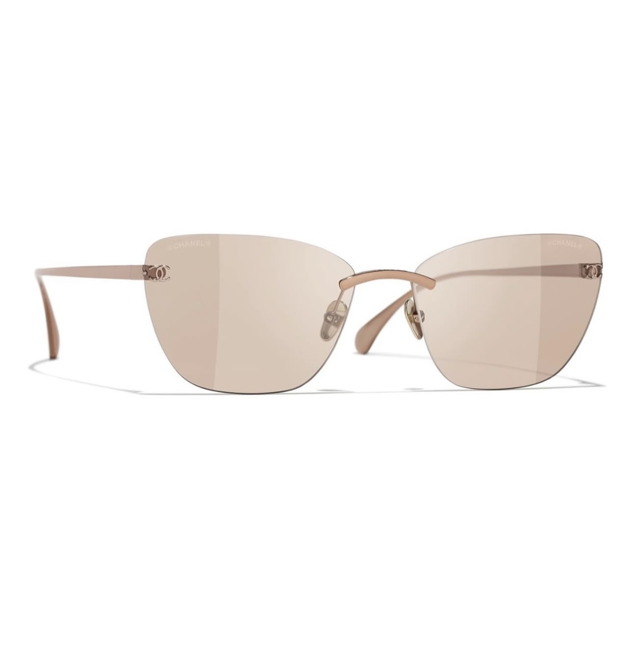 Luxury Chanel Rimless Sunglasses – Pink Tint Cat Eye Designer Frames