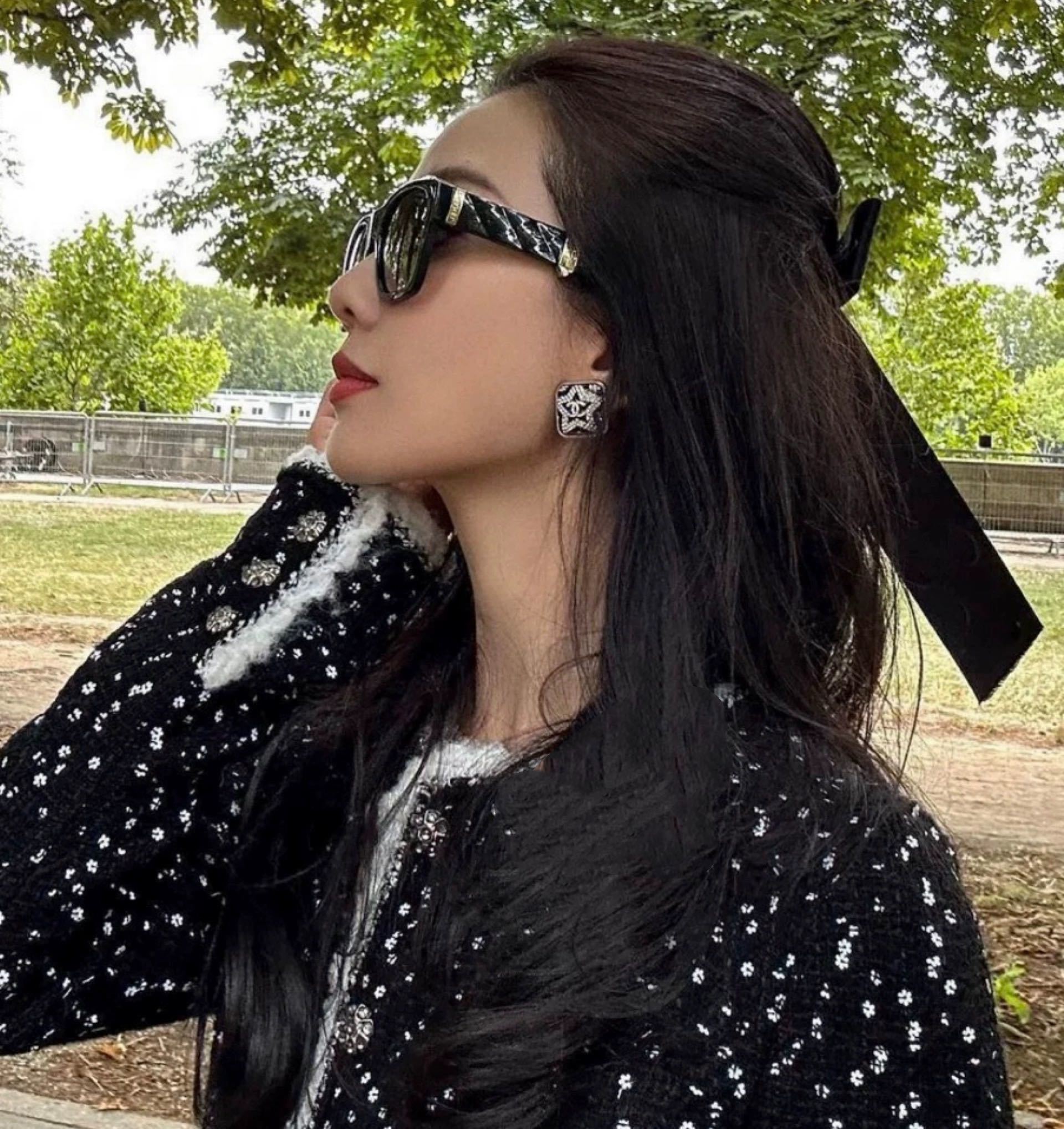 Chanel Tweed Frame Sunglasses – Chanel Black & White Tweed Frame