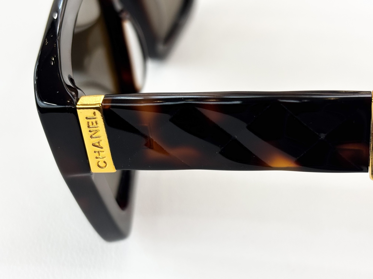 Chanel Oversized Square Sunglasses with Quilted Gold Temples