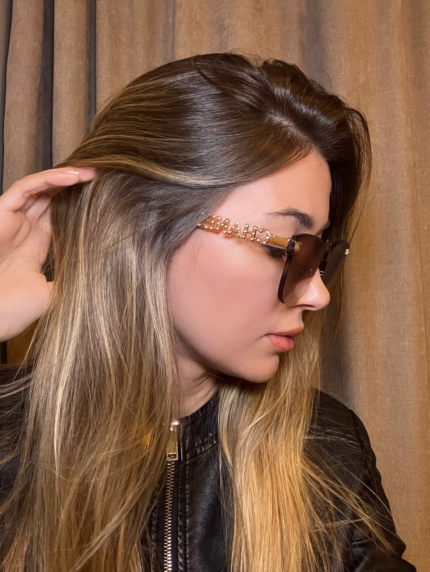 Chanel Oversized Butterfly Sunglasses Brown Gradient Gold Chain