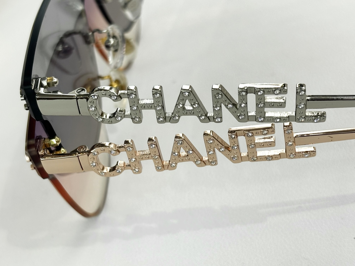 Chanel Butterfly Rimless Sunglasses – Luxury Gold Metal Logo