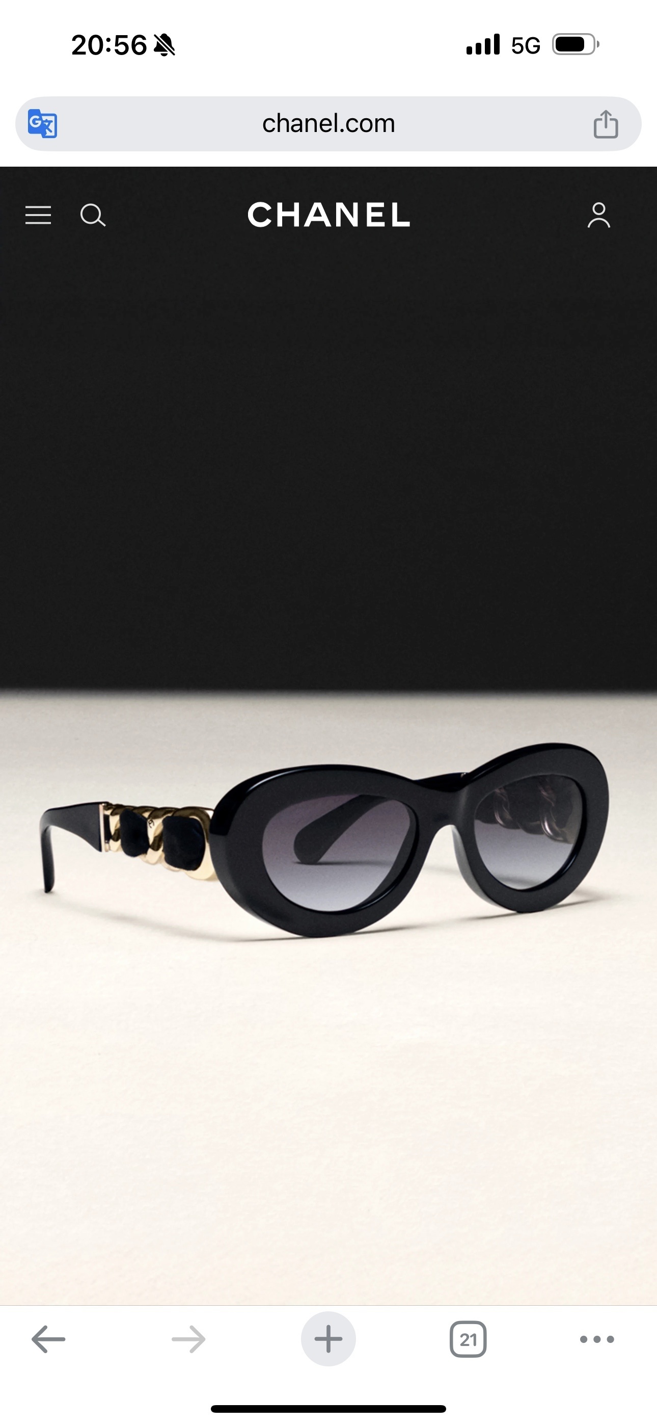 Chanel Luxury Oval Sunglasses – Black with Gold Chain Detail