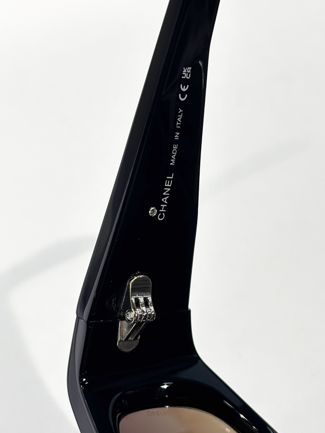 Chanel Camellia Flower Black Rectangular Sunglasses with Gold CC