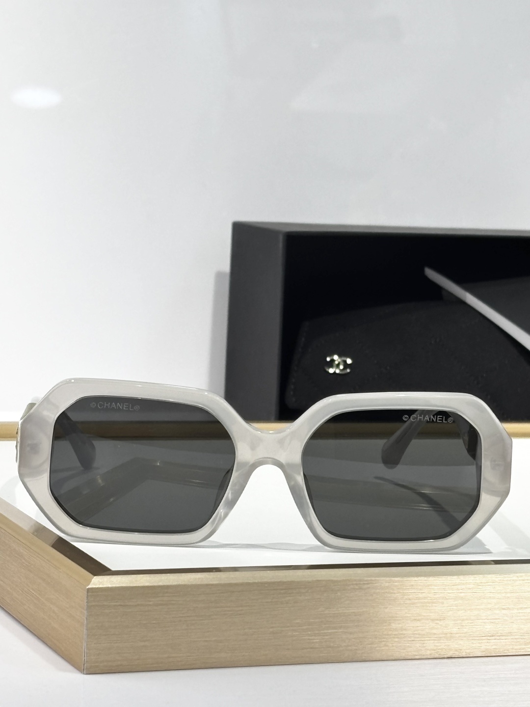 Chanel Grey Geometric Sunglasses – Modern Chic
