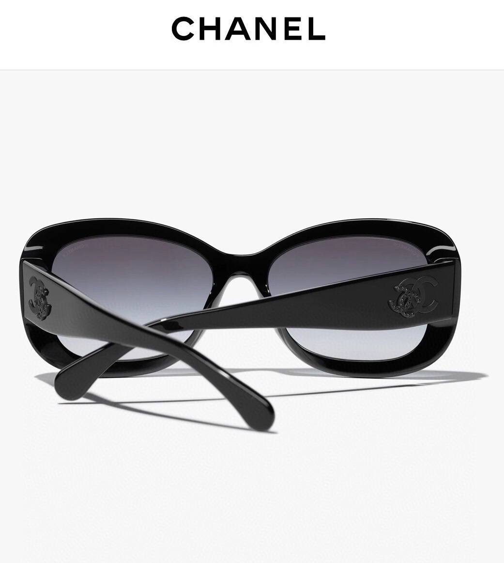 Chanel Butterfly Polarized Sunglasses – Black with Crystal Logo