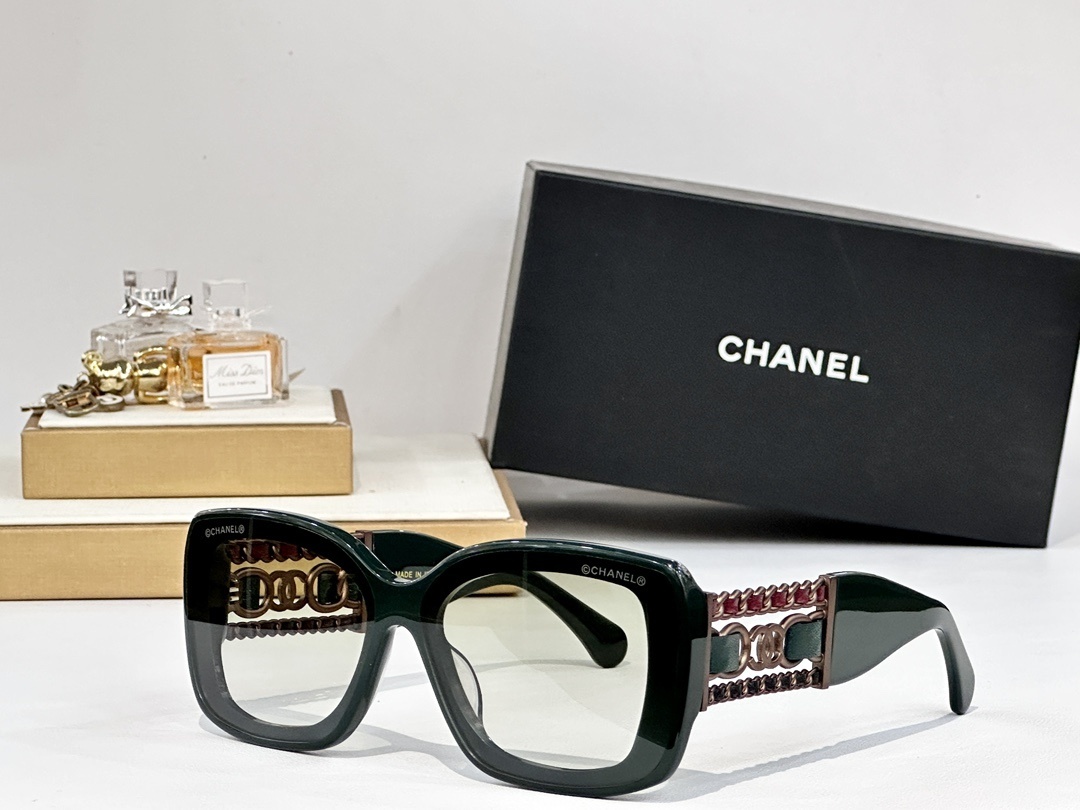 Chanel Oversized Square Sunglasses with Iconic Chain Detail