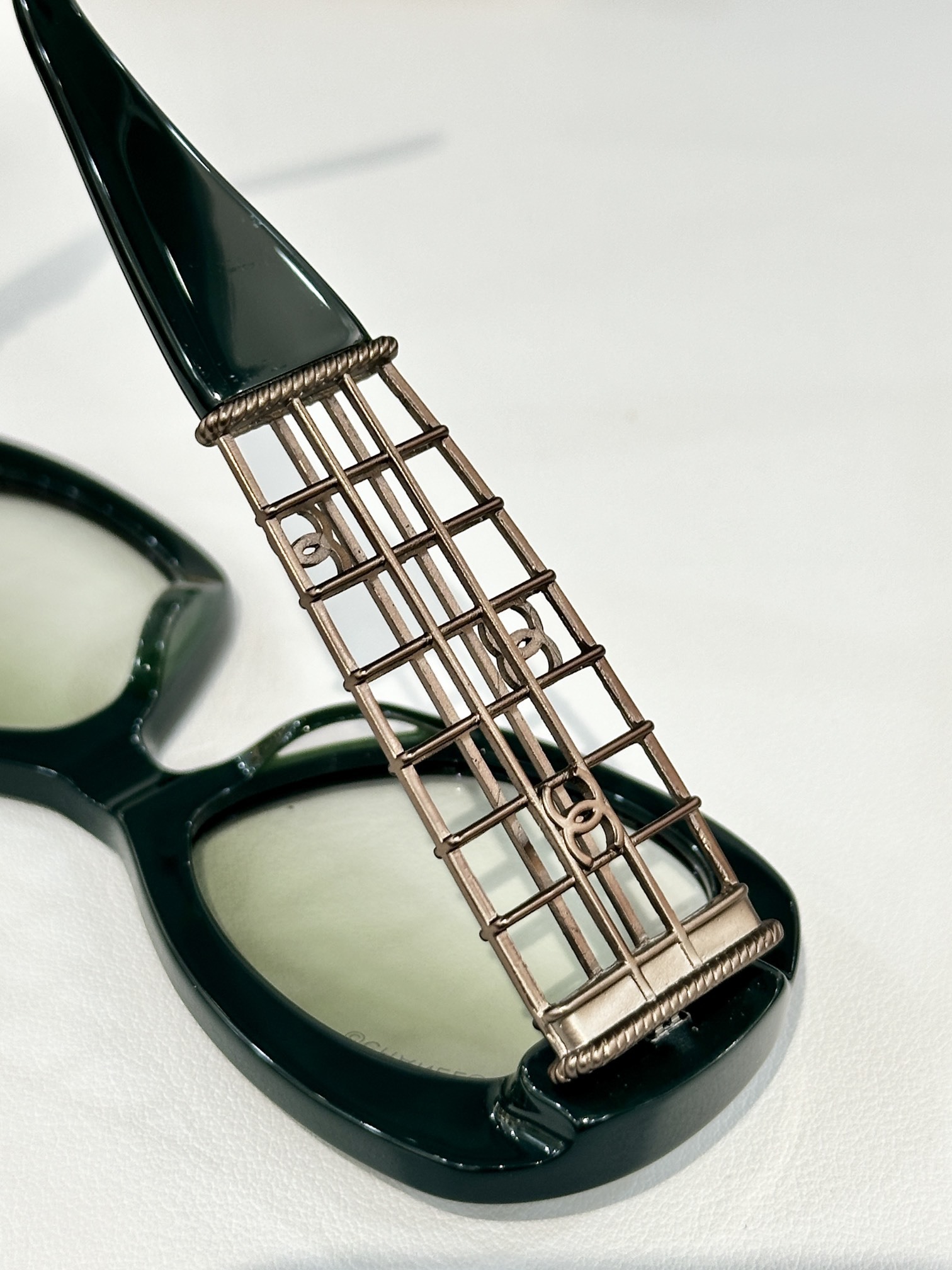 Chanel Oversized Butterfly Sunglasses with Gold Lattice Temples