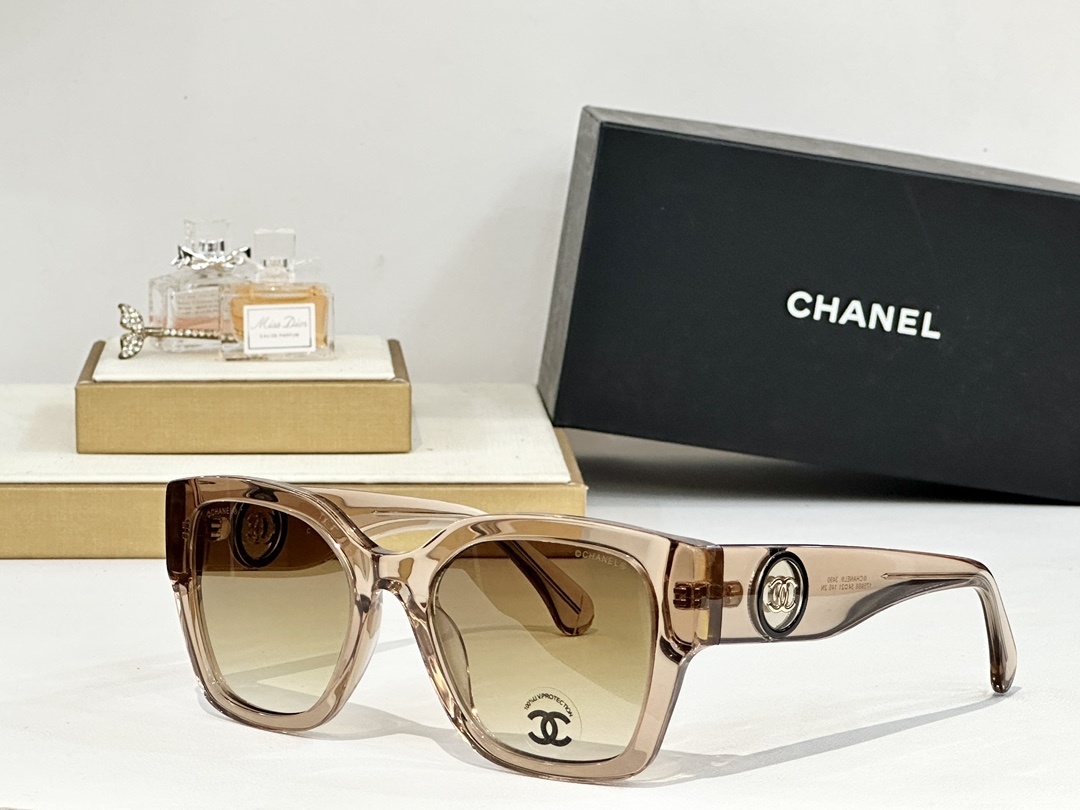 Chanel Oversized Square Sunglasses with Iconic CC Logo Medallion
