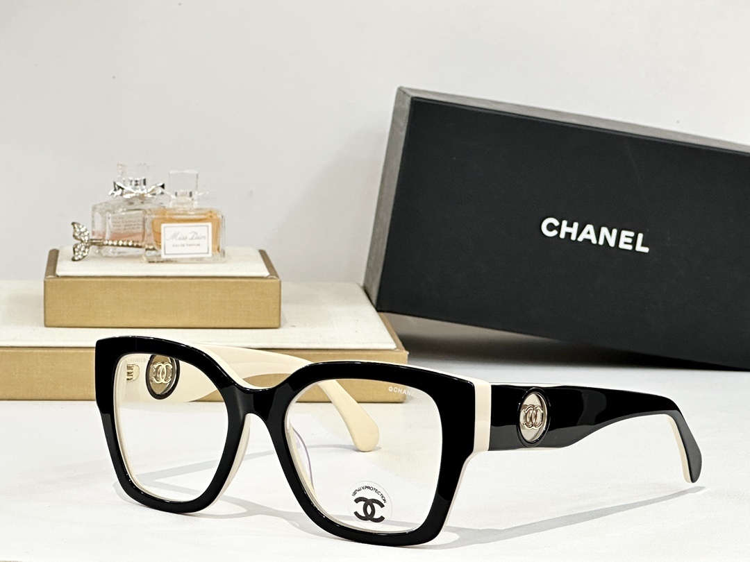 Chanel Luxury Oversized Square Eyeglasses with Gold CC Logo