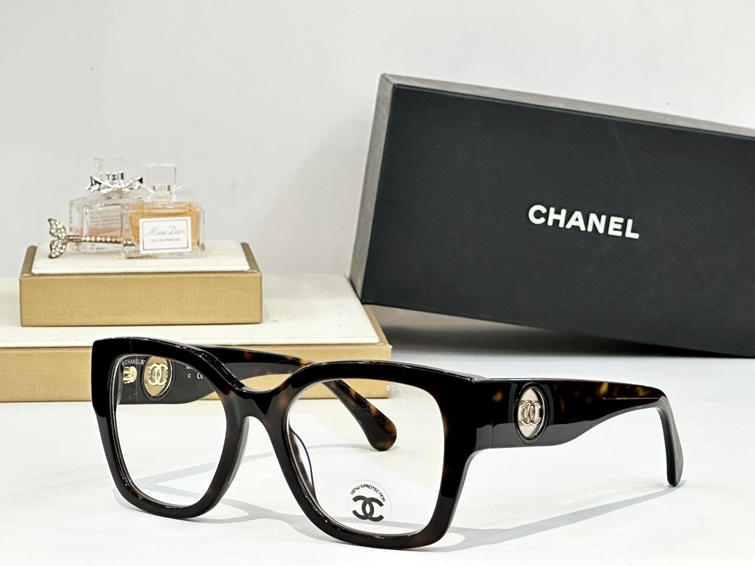 Chanel Luxury Oversized Square Eyeglasses with Gold CC Logo