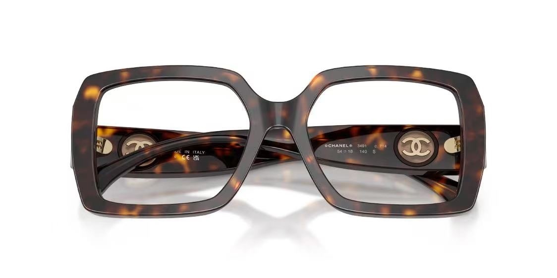 Chanel Oversized Square Eyeglasses – Dark Havana Tortoise Shell