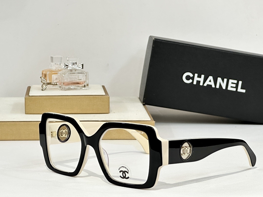 Chanel Luxury Oversized Square Eyeglasses with Gold CC Logo