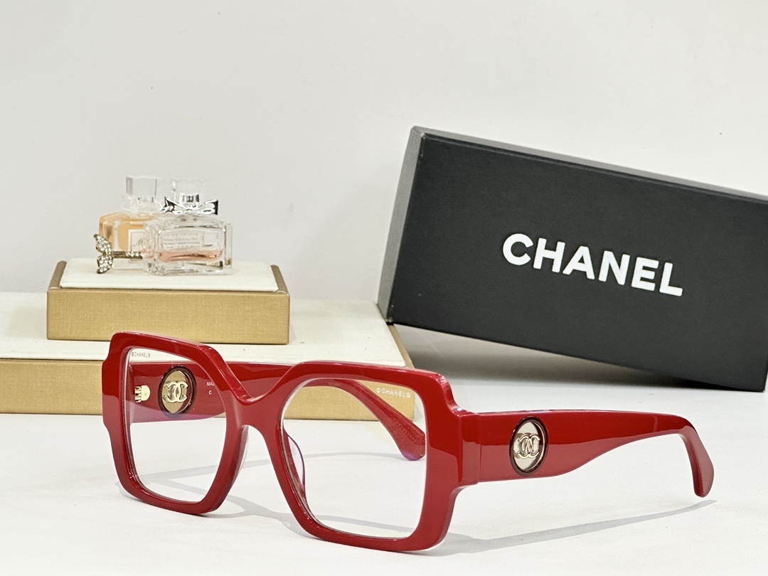 Chanel Luxury Oversized Square Eyeglasses with Gold CC Logo
