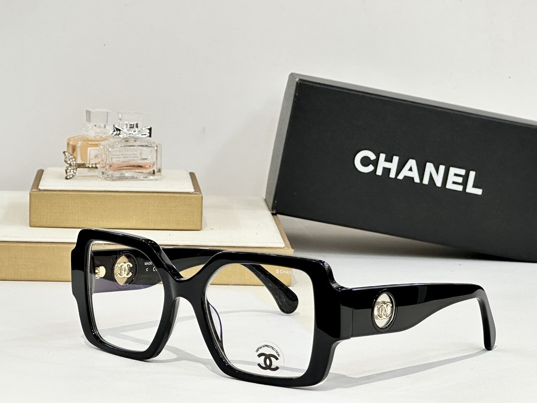 Chanel Luxury Oversized Square Eyeglasses with Gold CC Logo