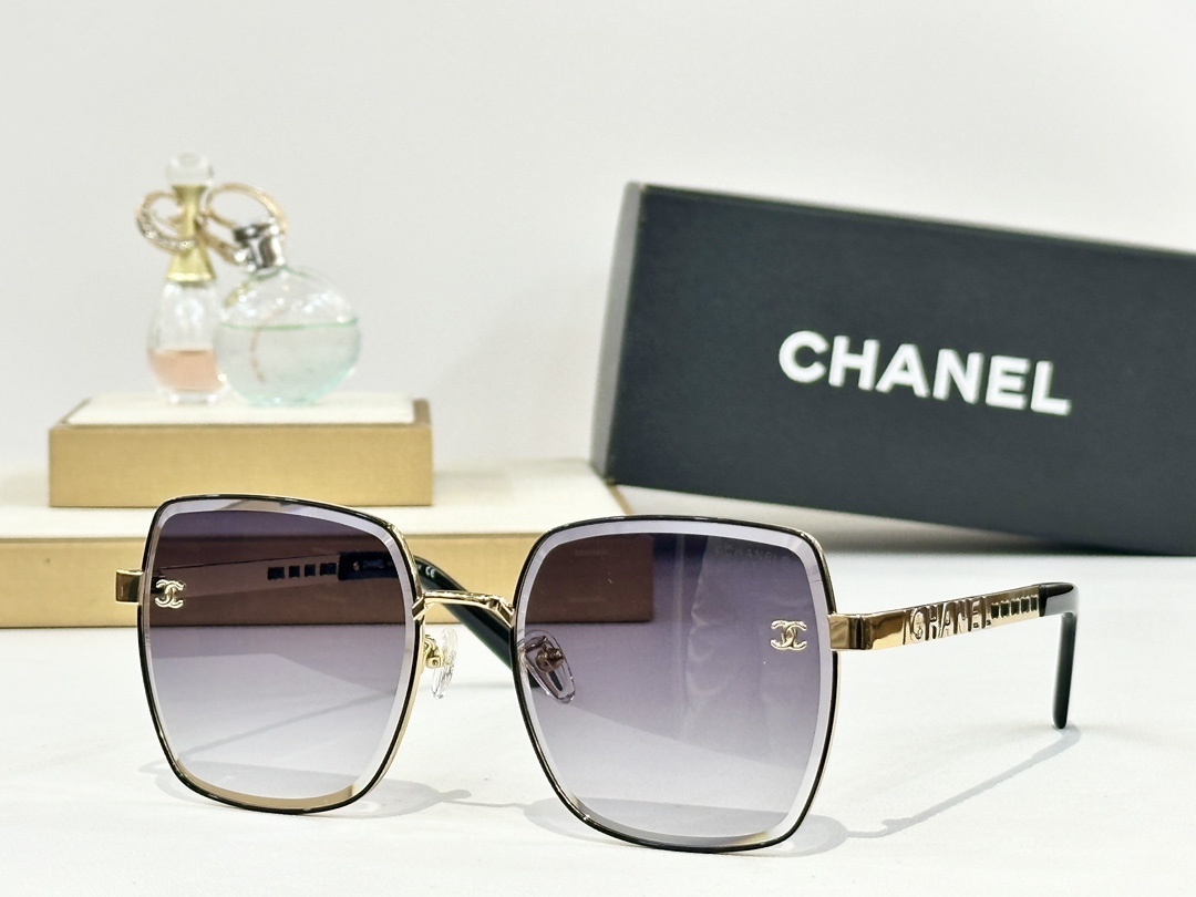 Chanel Luxury Oversized Square Sunglasses with Iconic CC Logo