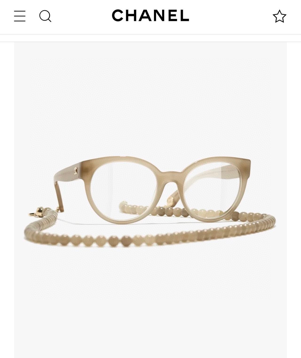 Chanel Luxury Cat-Eye Eyeglasses with Beaded Chain Accessory
