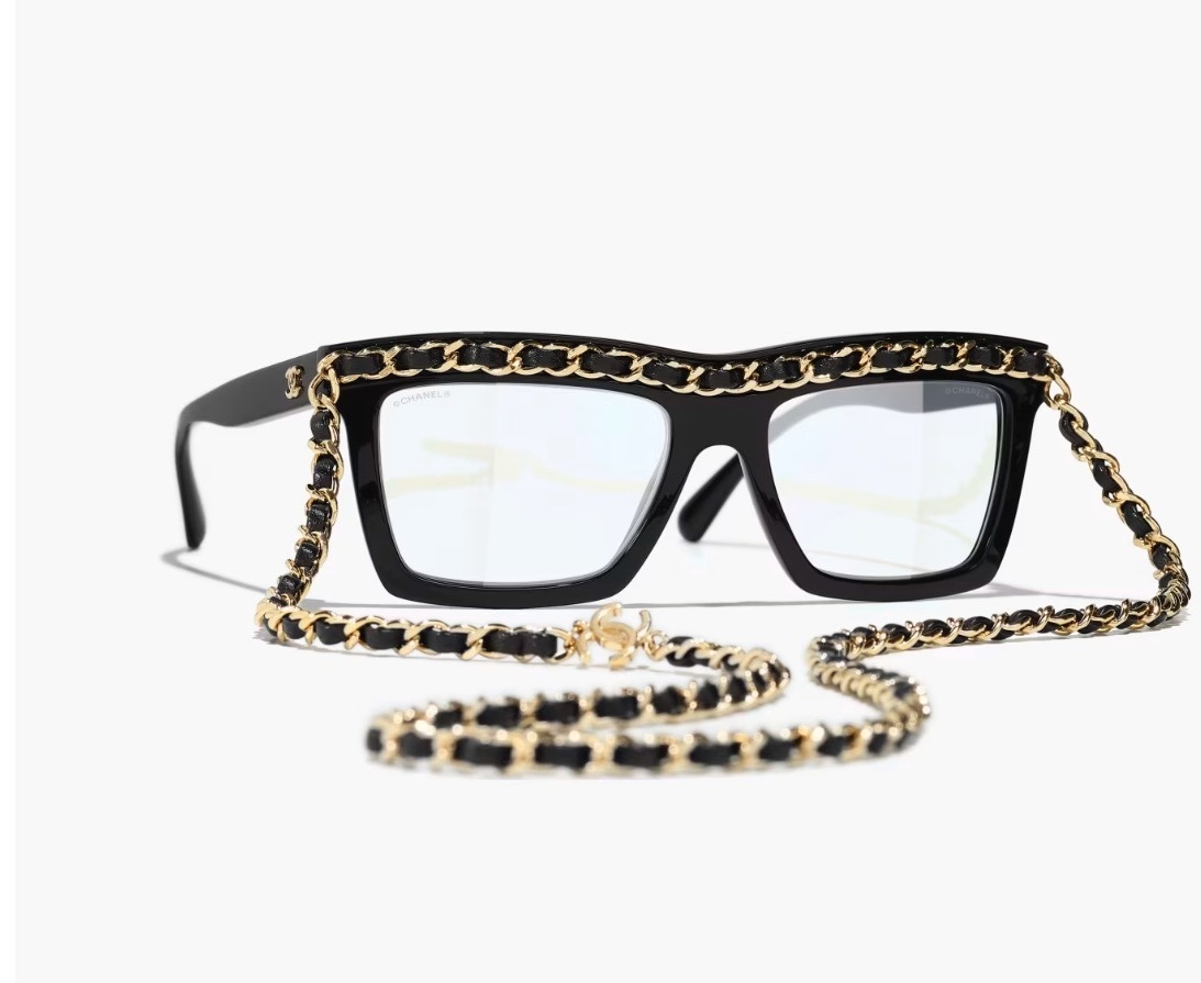 detail Chanel Black Frame Glasses Gold Chain – Chanel Black Frame