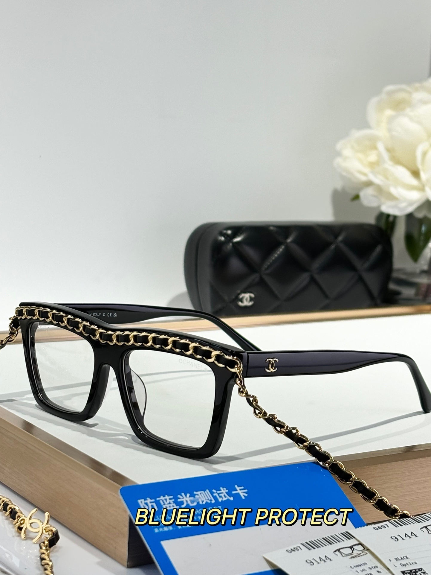 Chanel Black Chain Eyeglasses – Chanel Black Chain Detail Eyeglasses
