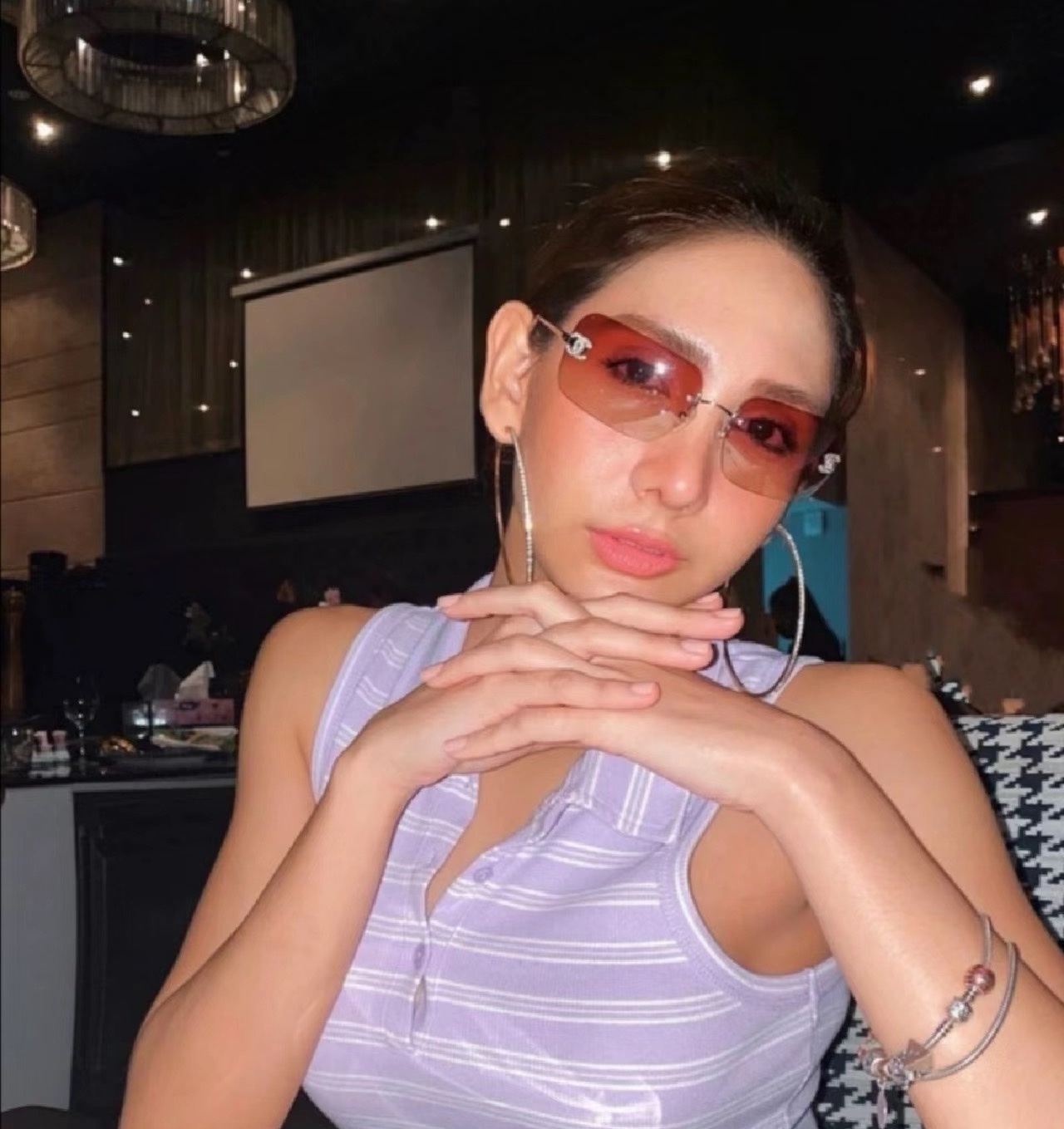 Luxury Rimless Gradient Sunglasses with Crystal Logo – Y2K Vintage