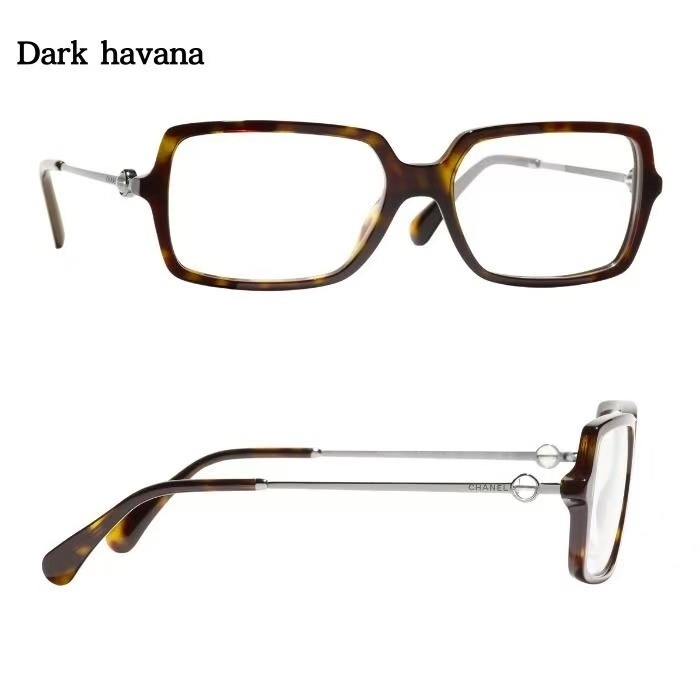 Chanel Oversized Square Eyeglass Frames with Gold Metal Temples