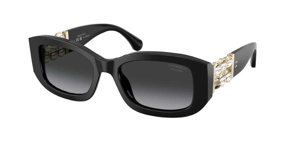 Chanel Black Embellished Sunglasses – Gold Chain Detail
