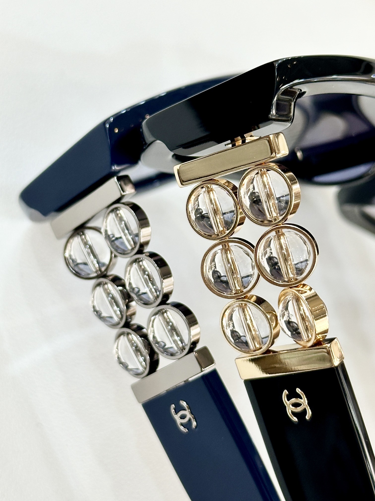 Chanel Women’s Luxury Rectangle Sunglasses – Crystal Gold Detail