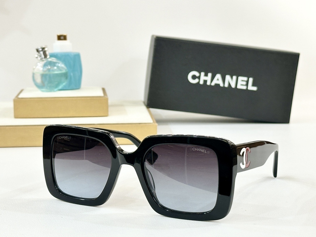 Chanel Luxury Square Tortoiseshell Sunglasses with Blue CC Logo