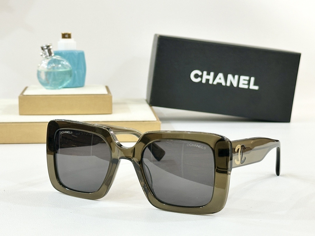 Chanel Luxury Square Tortoiseshell Sunglasses with Blue CC Logo