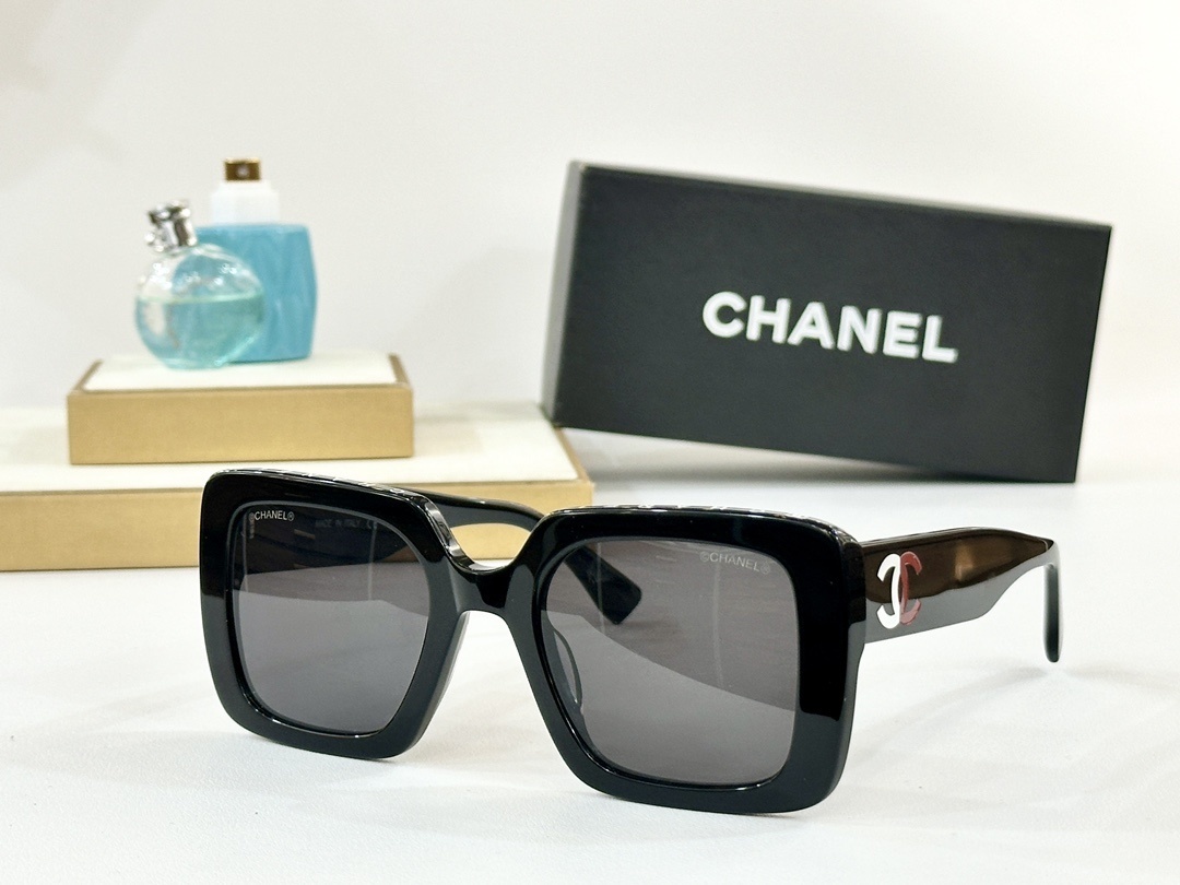 Chanel Luxury Square Tortoiseshell Sunglasses with Blue CC Logo