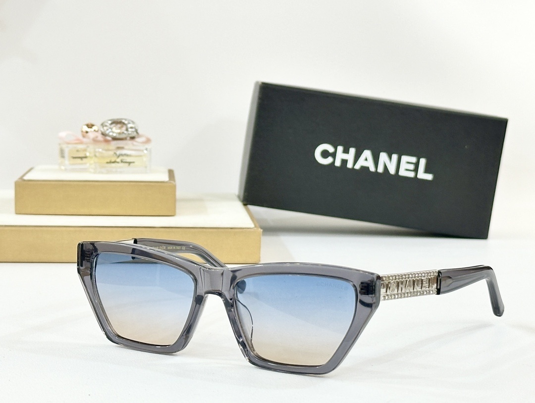Chanel Luxury Cat-Eye Sunglasses for Women – Crystal Logo Design