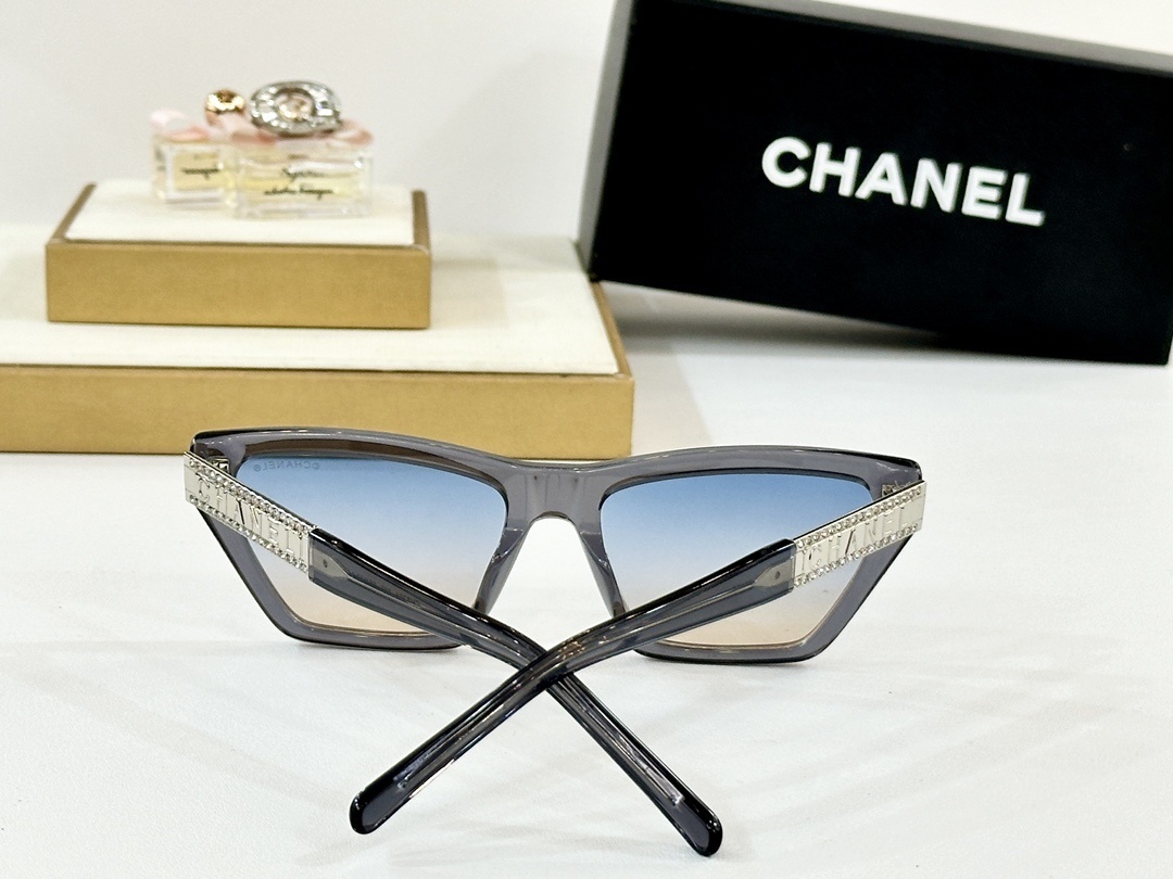 Chanel Luxury Cat-Eye Sunglasses for Women – Crystal Logo Design