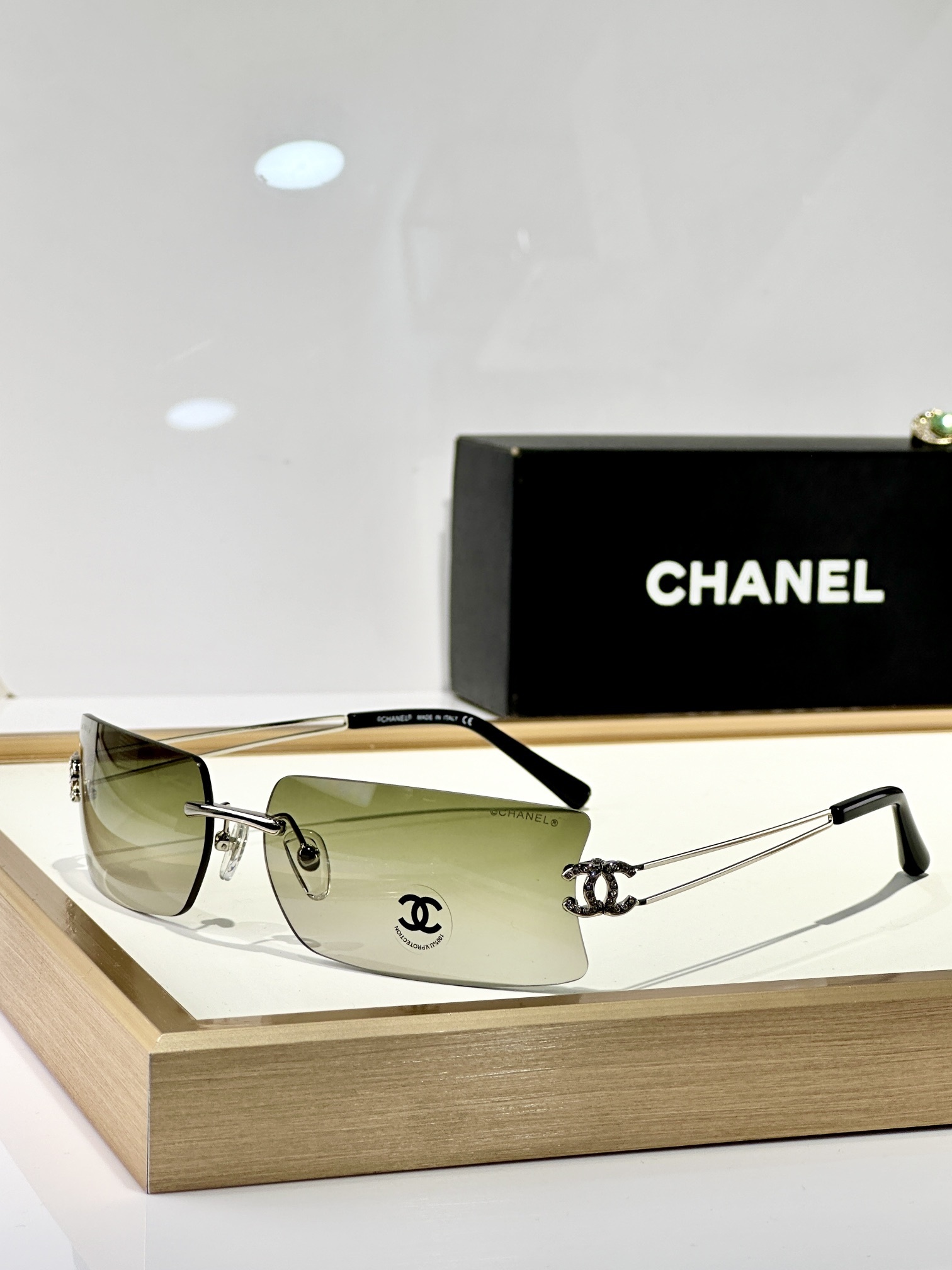 Chanel Rimless Y2K Sunglasses with Crystal Double C Logo