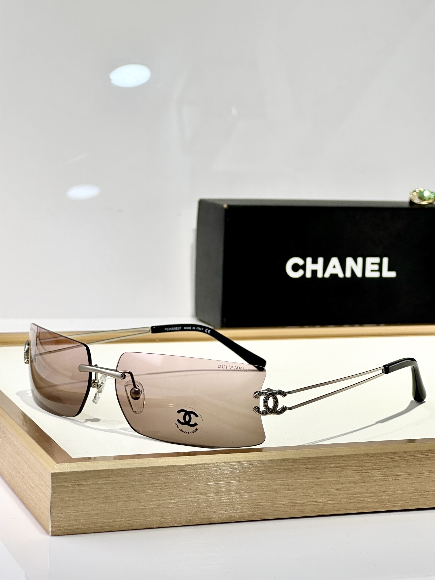 Chanel Rimless Y2K Sunglasses with Crystal Double C Logo