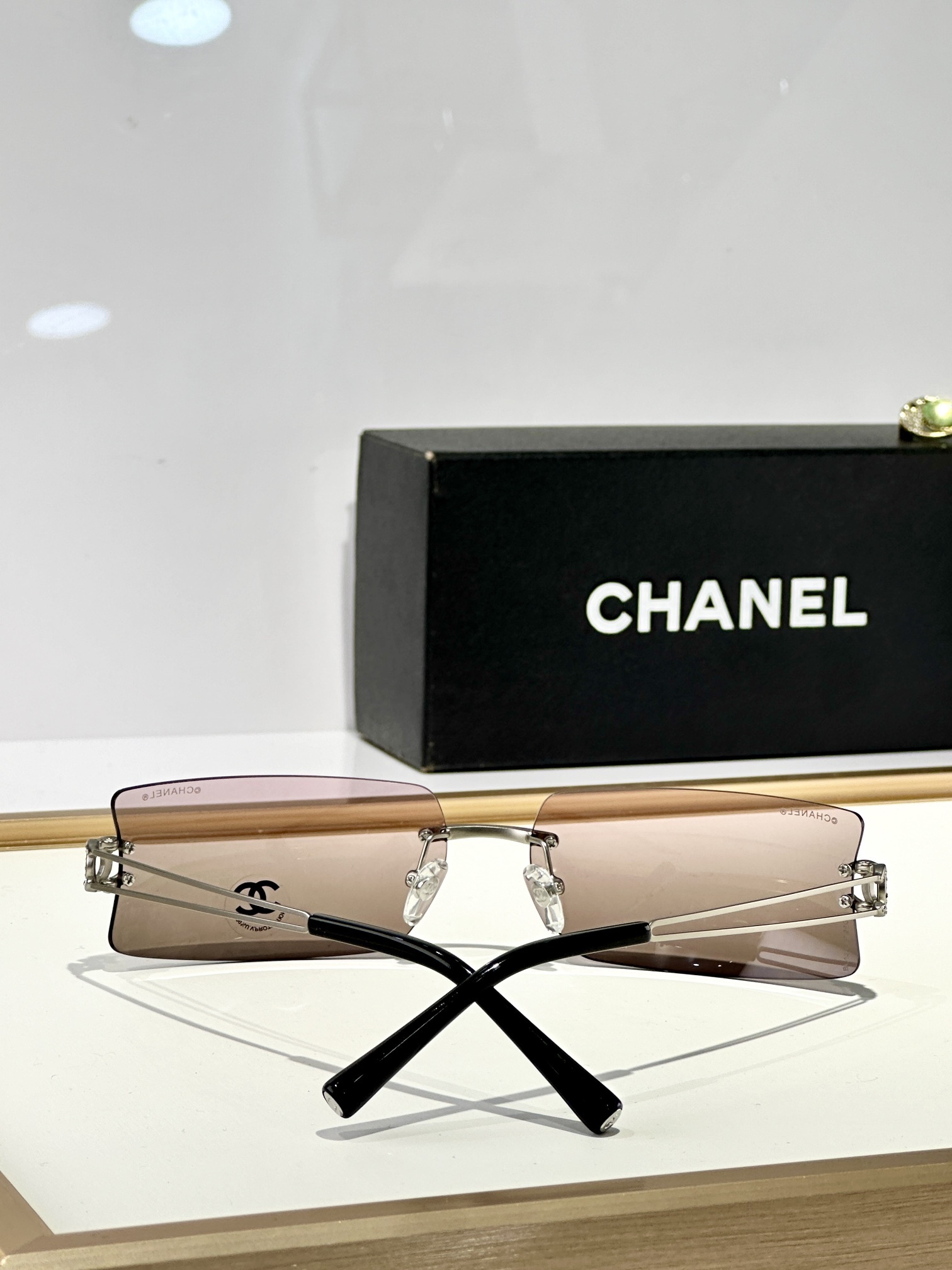 Chanel Rimless Y2K Sunglasses with Crystal Double C Logo