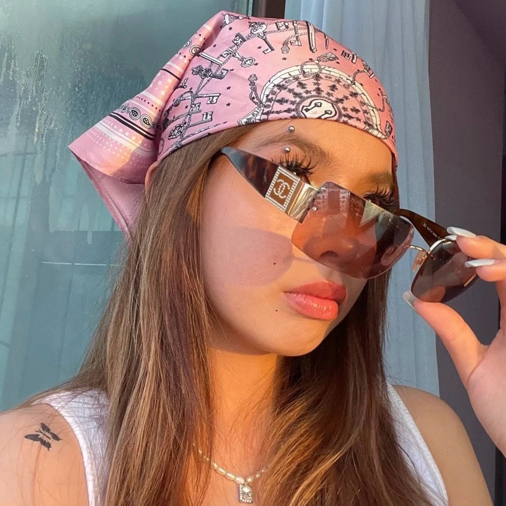 Vintage Chanel Rhinestone CC Rimless Sunglasses – Y2K Style