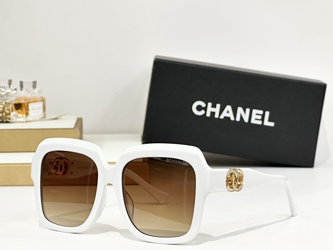 Chanel Oversized Square Sunglasses with Crystal CC Logo Luxury