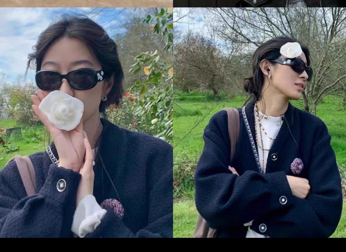 Vintage Luxury Oval Sunglasses with White Camellia Floral Detail