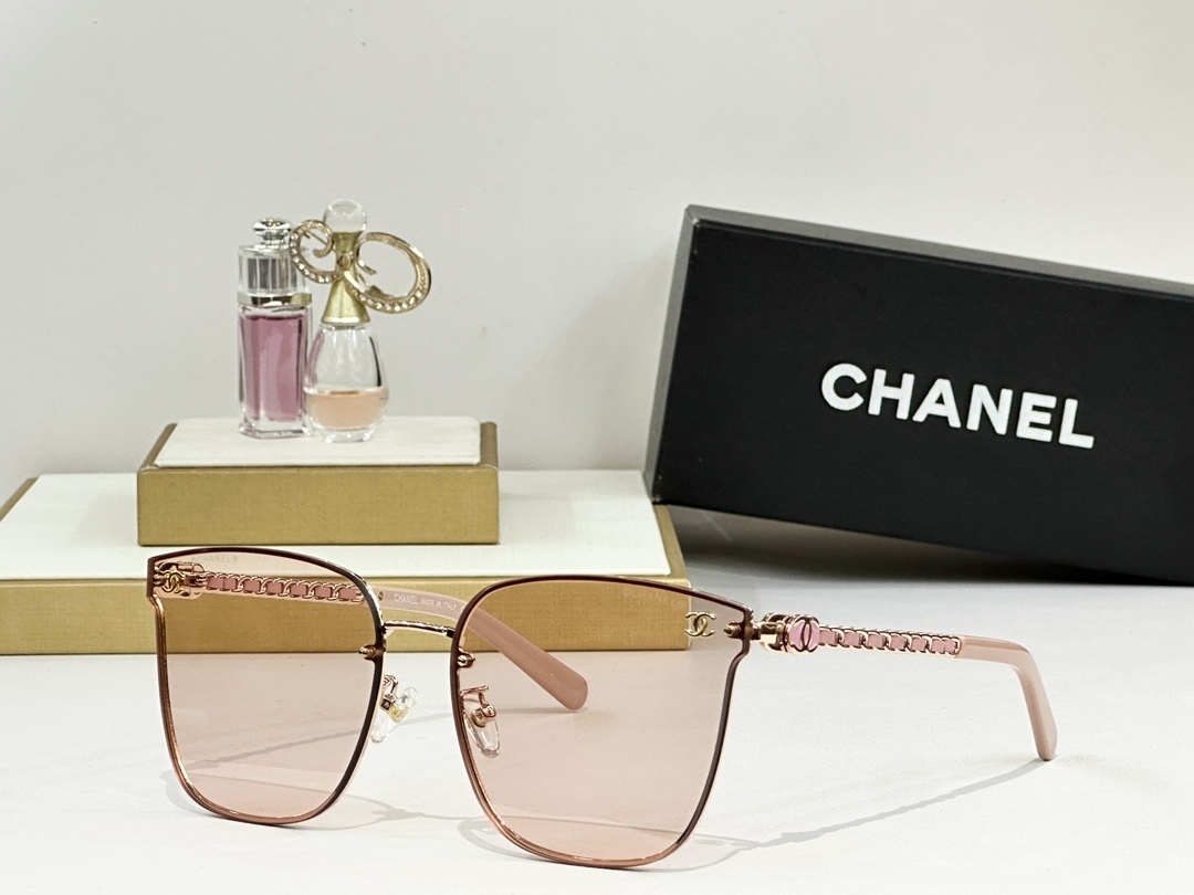 Chanel Luxury Oversized Square Sunglasses with Woven Chain Detail