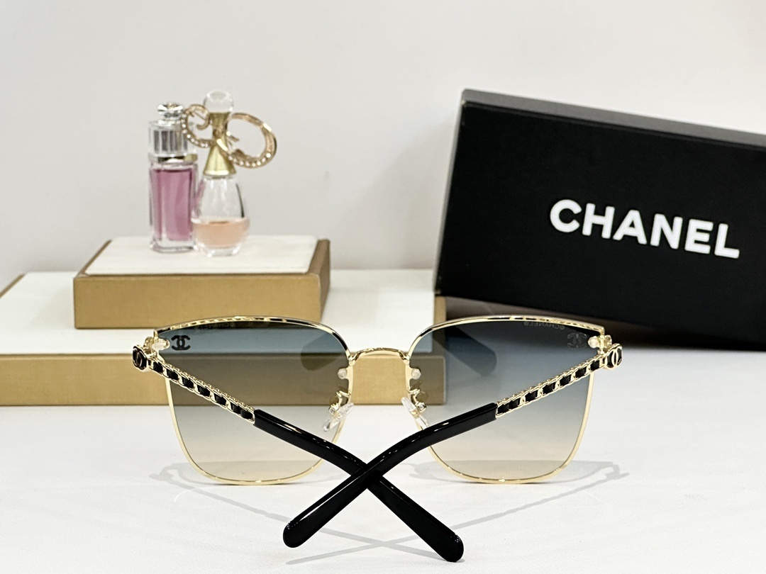 Chanel Luxury Oversized Square Sunglasses with Woven Chain Detail