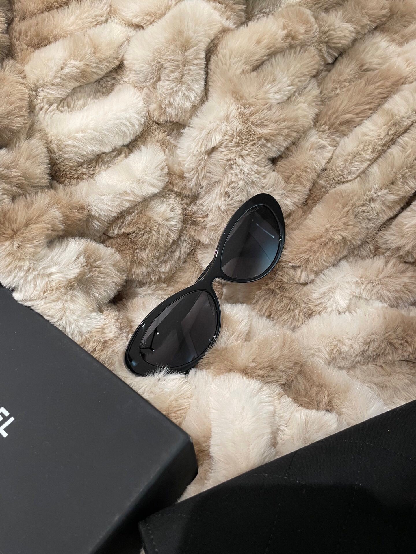 Chanel Black Narrow Oval Sunglasses – Modern Chic