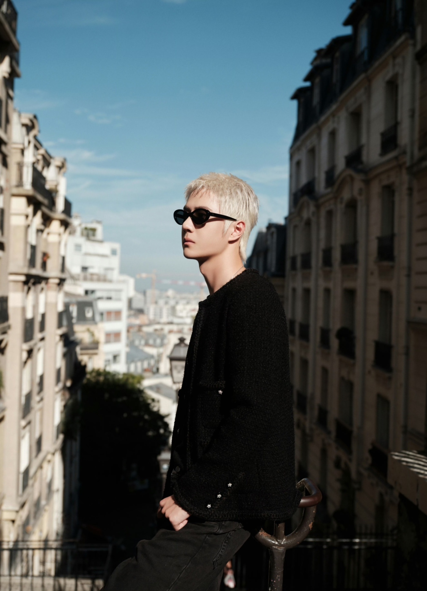 Chanel Black Oval Cat-Eye Sunglasses with Pink Logo Lettering