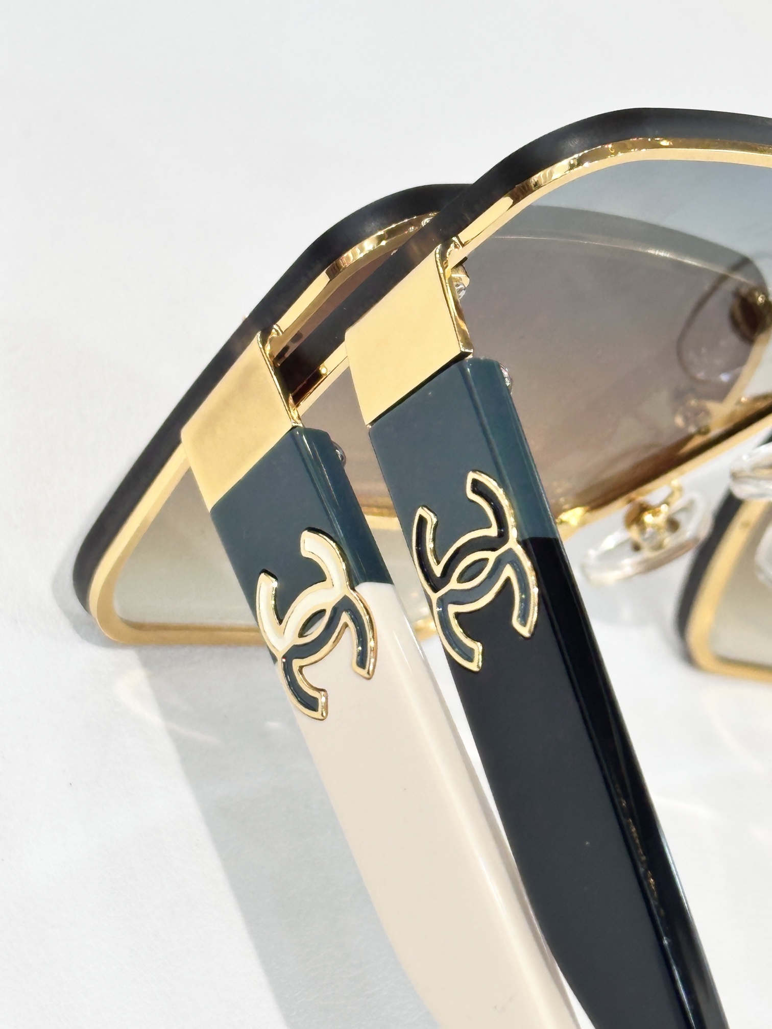 Chanel Luxury Oversized Square Sunglasses with Gold CC Logo