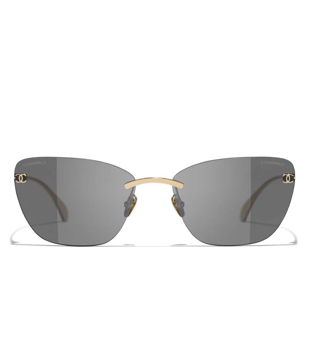 Chanel Rimless Pink Cat-Eye Sunglasses with Gold Hardware